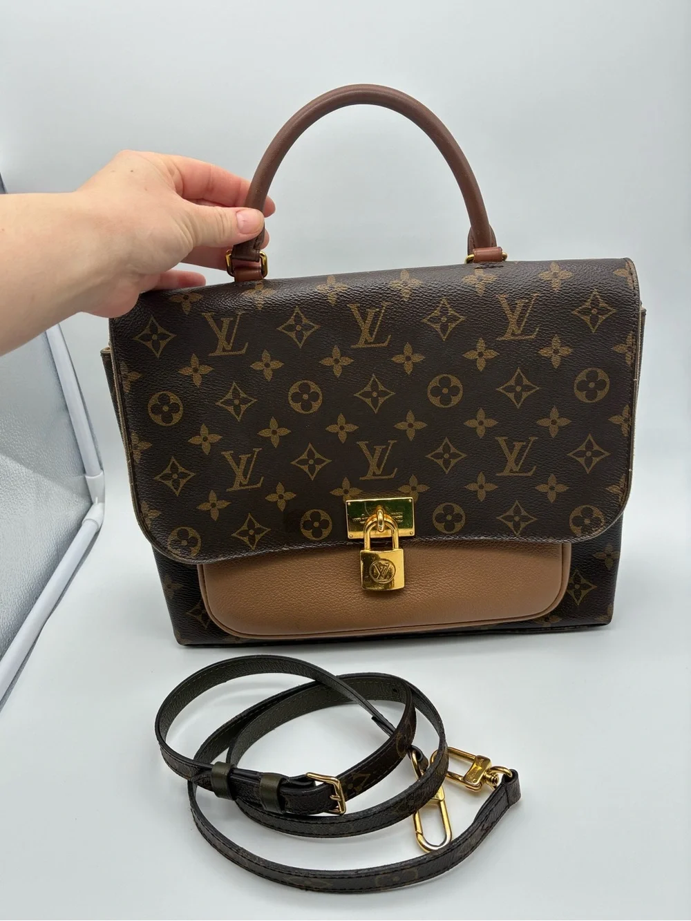 Louis Vuitton Marignan Monogram brown bag with LV strap, COA and dust bag